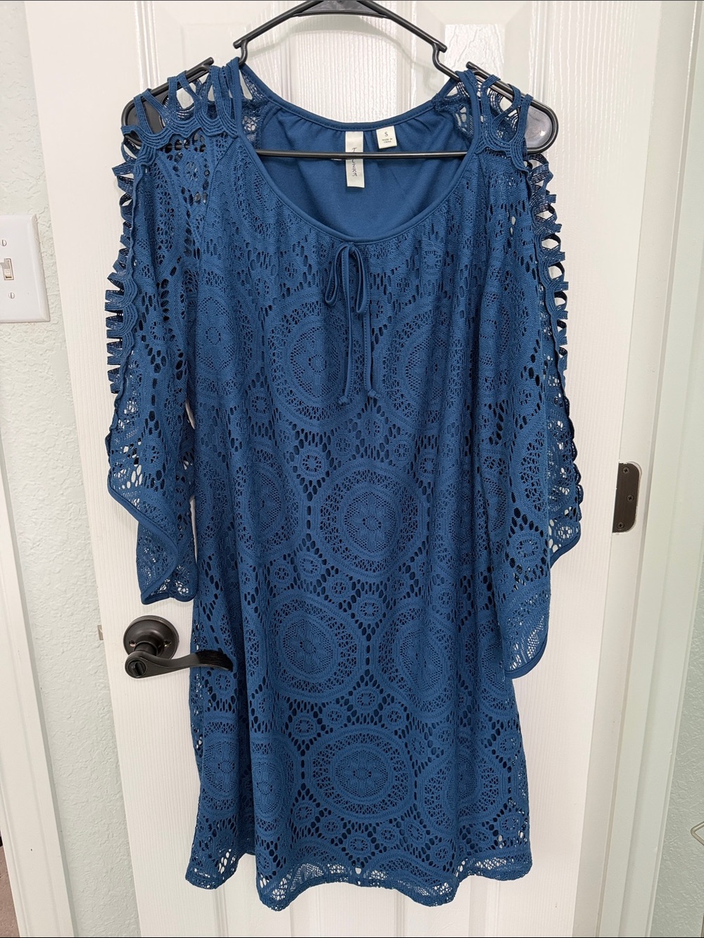 Women’s Crochet Cold-Shoulder Dress - Blue